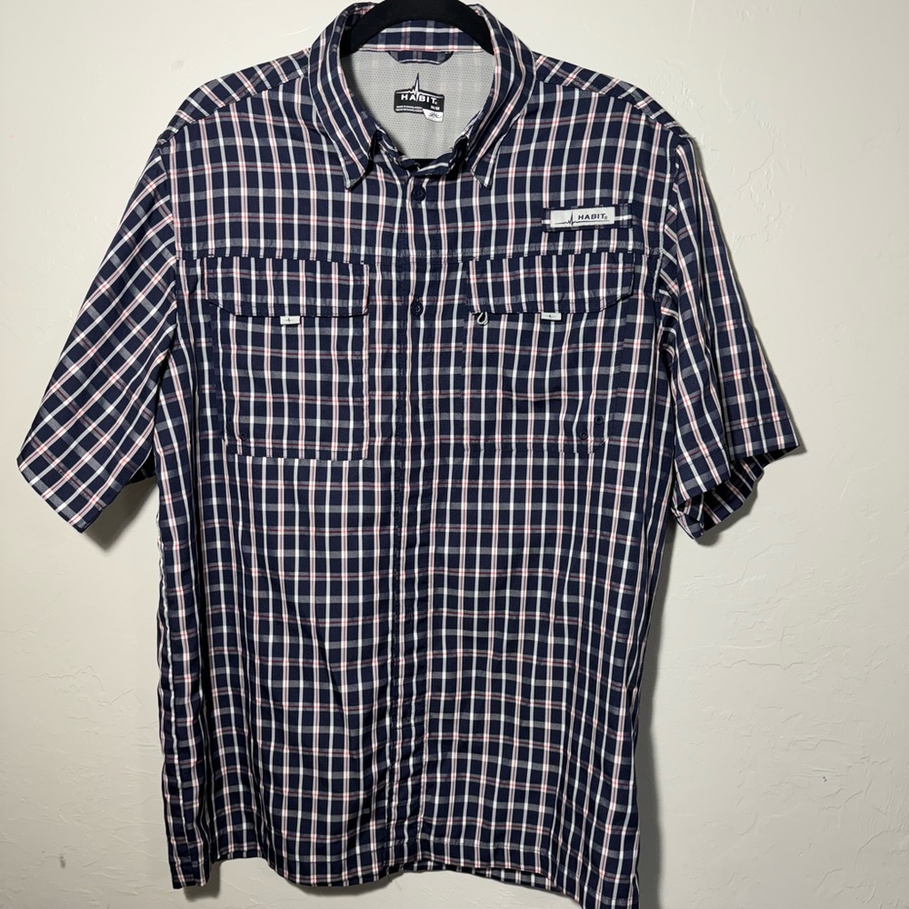 Habbit Outdoors Gear Vented Moisture Wicking Shirt Size M, Blue/red/white 🇺🇸